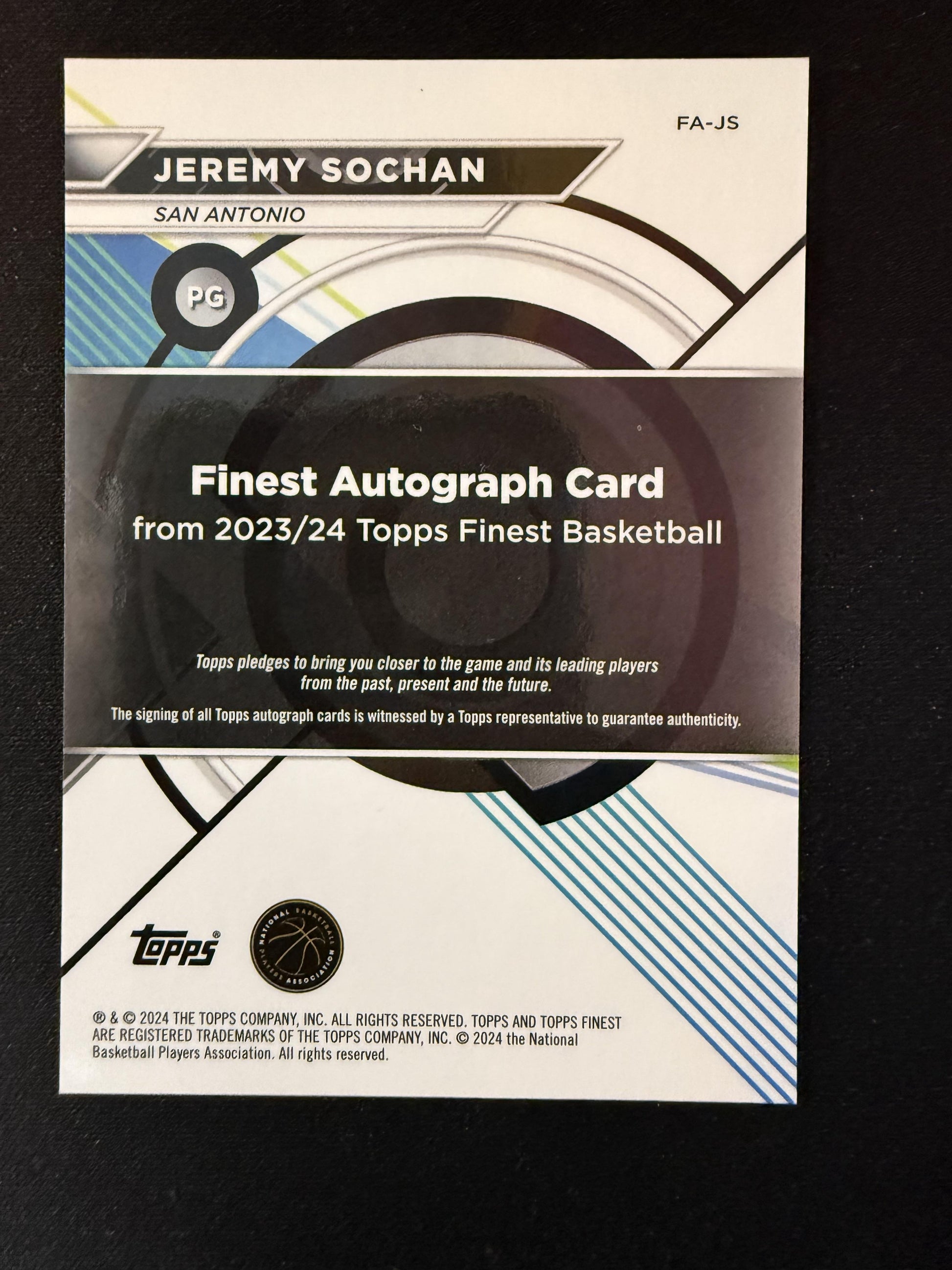 #FA-JS Jeremy Sochan 2024-25 Finest SN,AU Auto #/50 San Antonio Spurs Gold