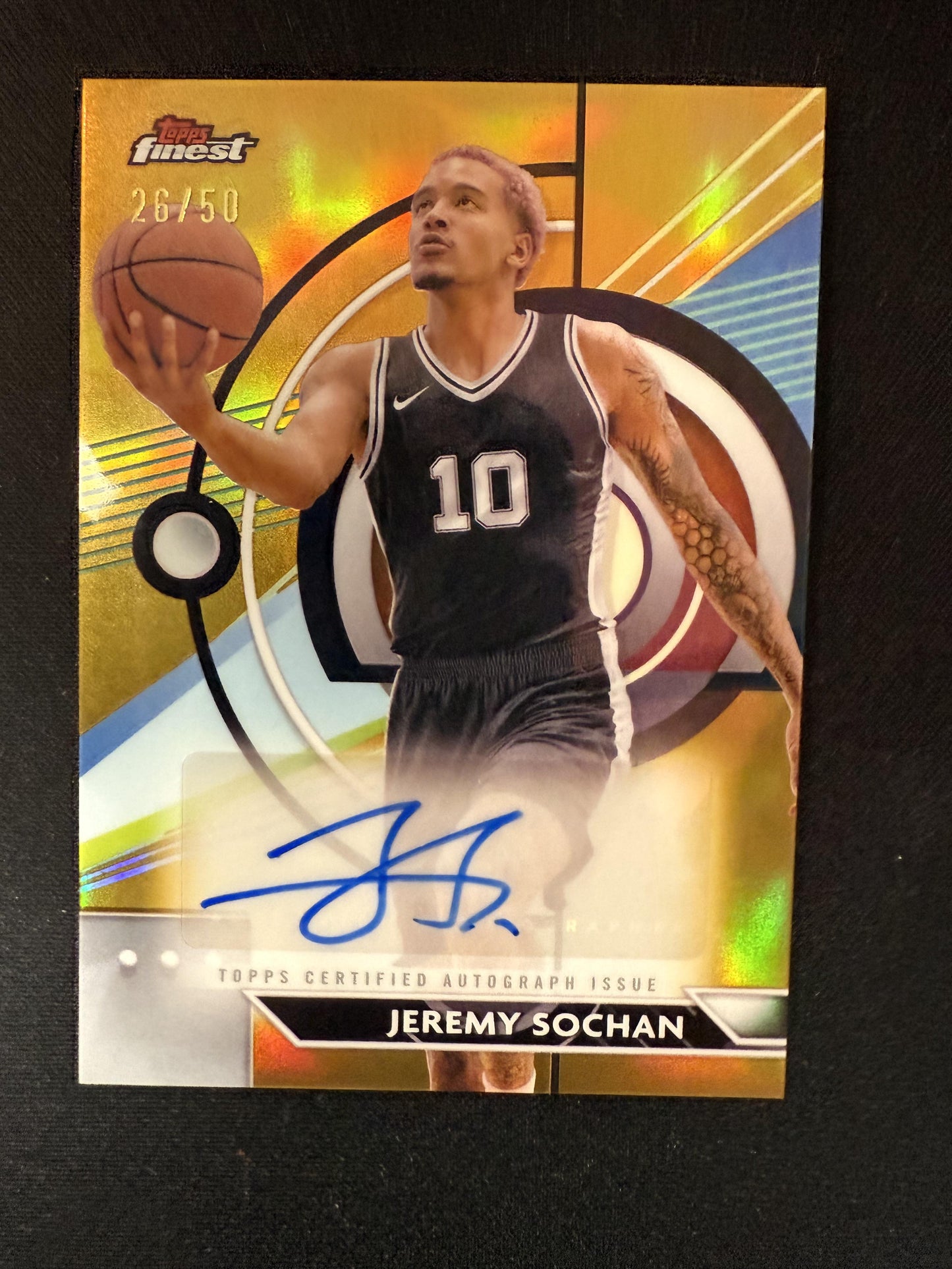 #FA-JS Jeremy Sochan 2024-25 Finest SN,AU Auto #/50 San Antonio Spurs Gold