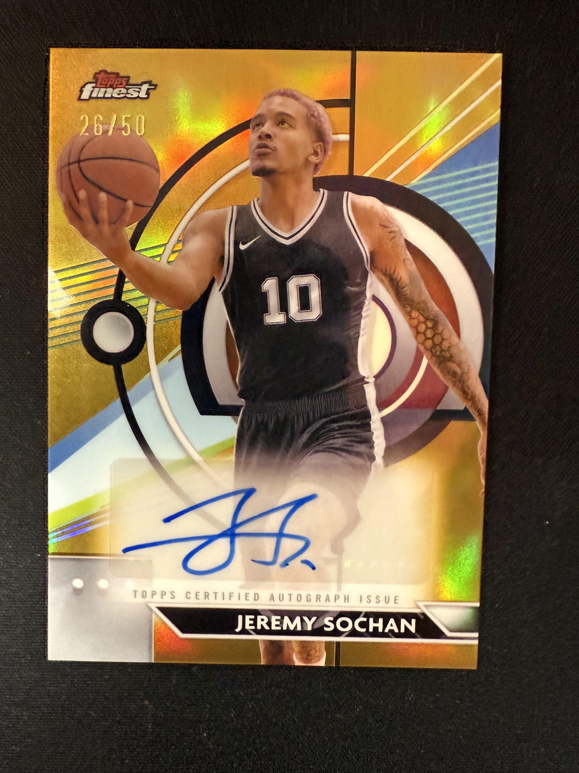 #FA-JS Jeremy Sochan 2024-25 Finest SN,AU Auto #/50 San Antonio Spurs Gold
