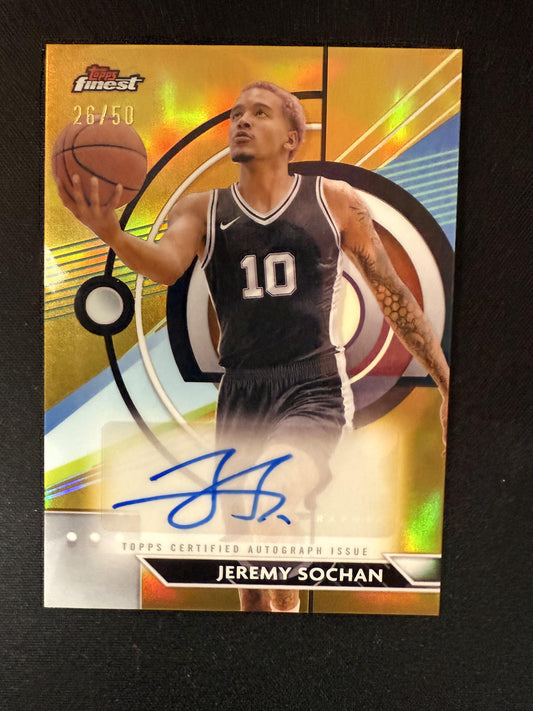 #FA-JS Jeremy Sochan 2024-25 Finest SN,AU Auto #/50 San Antonio Spurs Gold