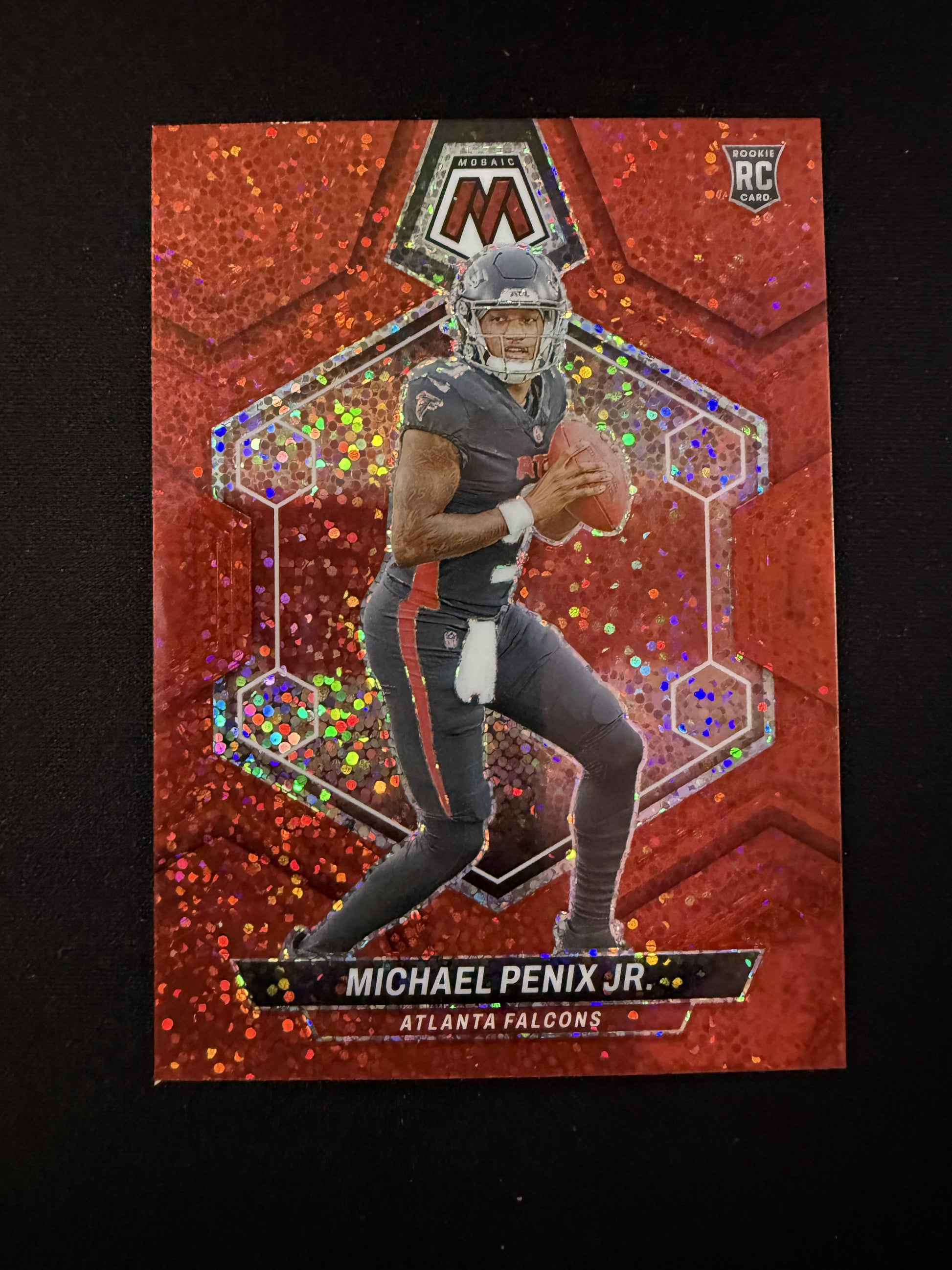#308 Michael Penix Jr. 2024 Panini Mosaic Atlanta Falcons sports Red Sparkle