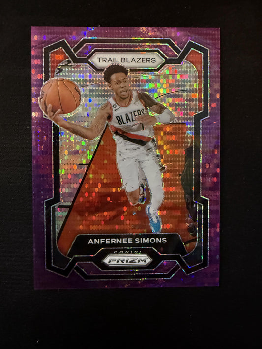 #106 Anfernee Simons 2023-24 Panini Prizm SN #/35 Trail Blazers Purple Pulsar
