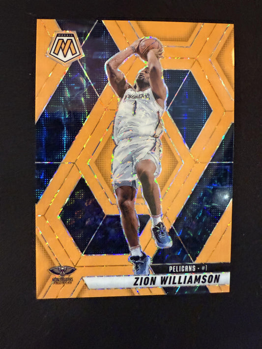 #119 Zion Williamson 2024-25 Panini Mosaic - Orange Fluorescent /25 Pelicans