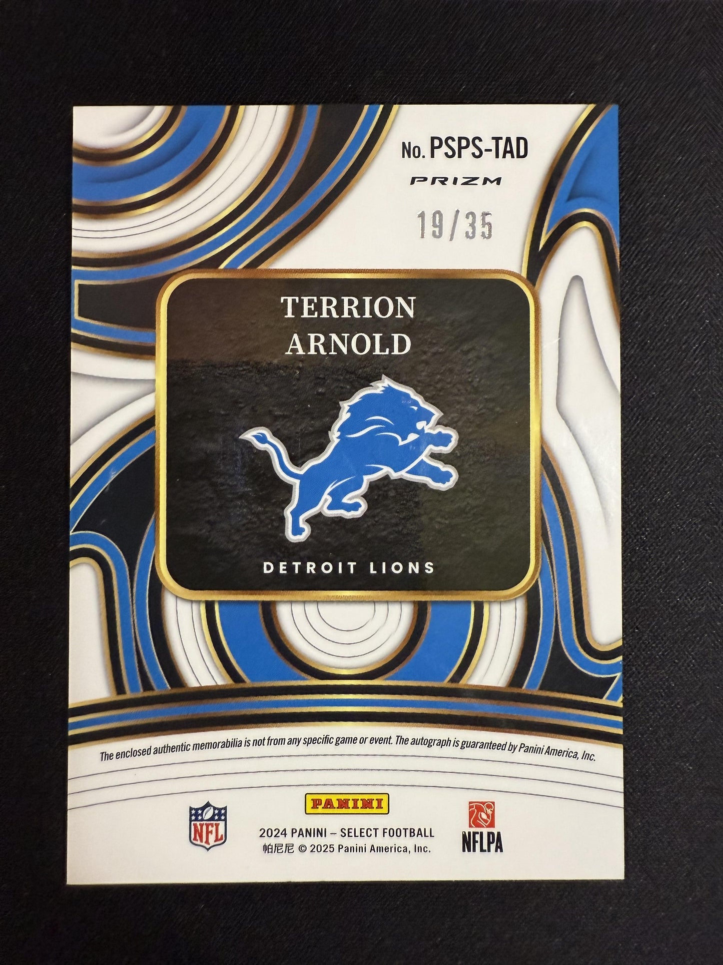 #PSPS-TAD Terrion Arnold 2024 Panini Select Auto /35 Selections Orange Pulsar
