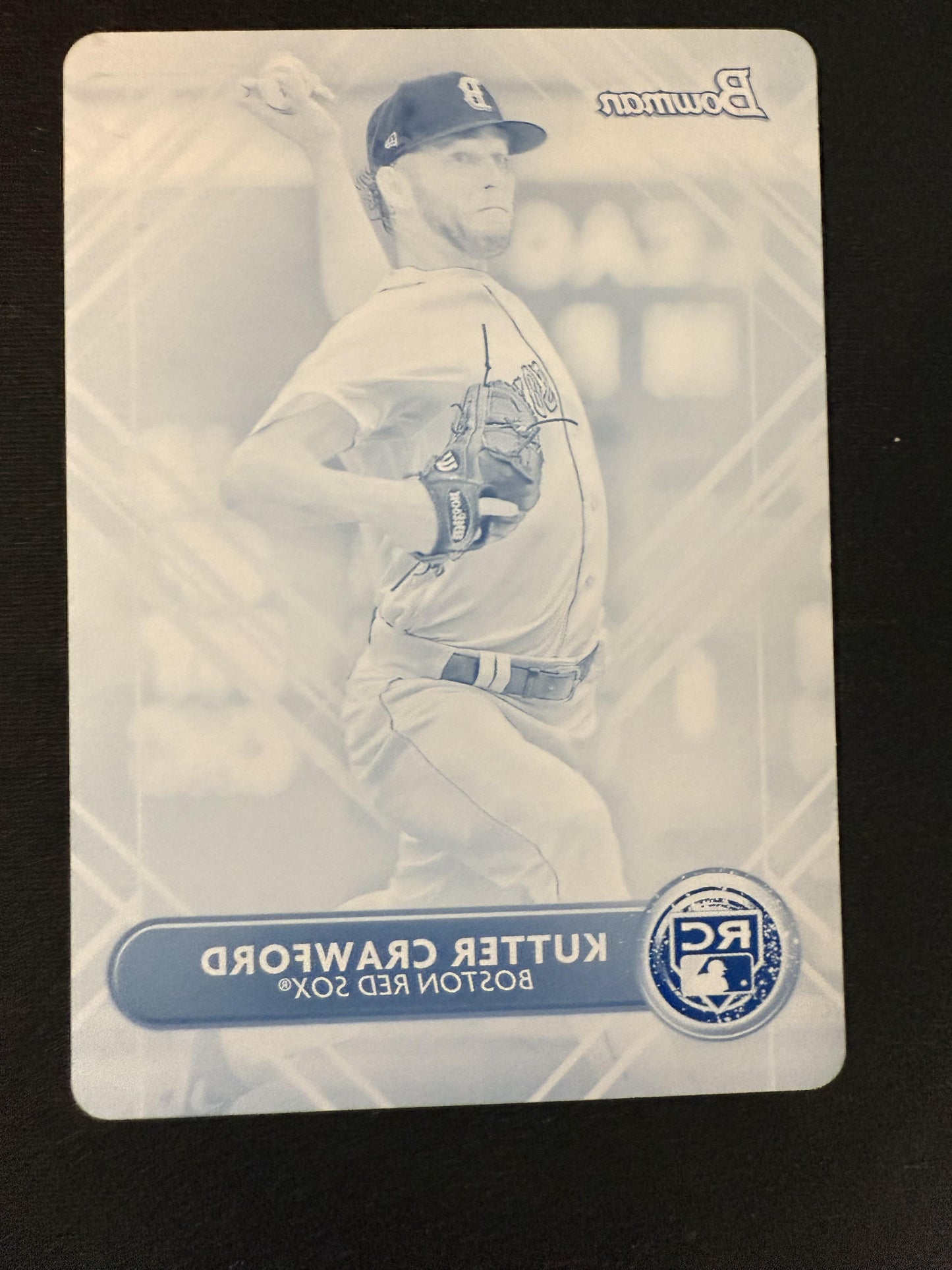 #BSR-34 Kutter Crawford 2022 Bowman Sterling SN #/1 Red Sox Printing Plates Cyan