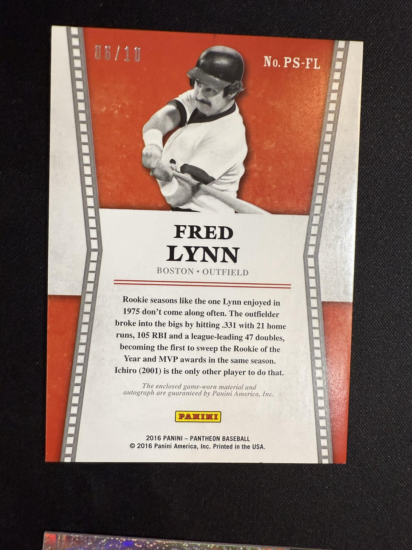 #PS-FL Fred Lynn 2016 Panini Pantheon SN,MEM,AU Auto Angels Pantheon Scripts /10