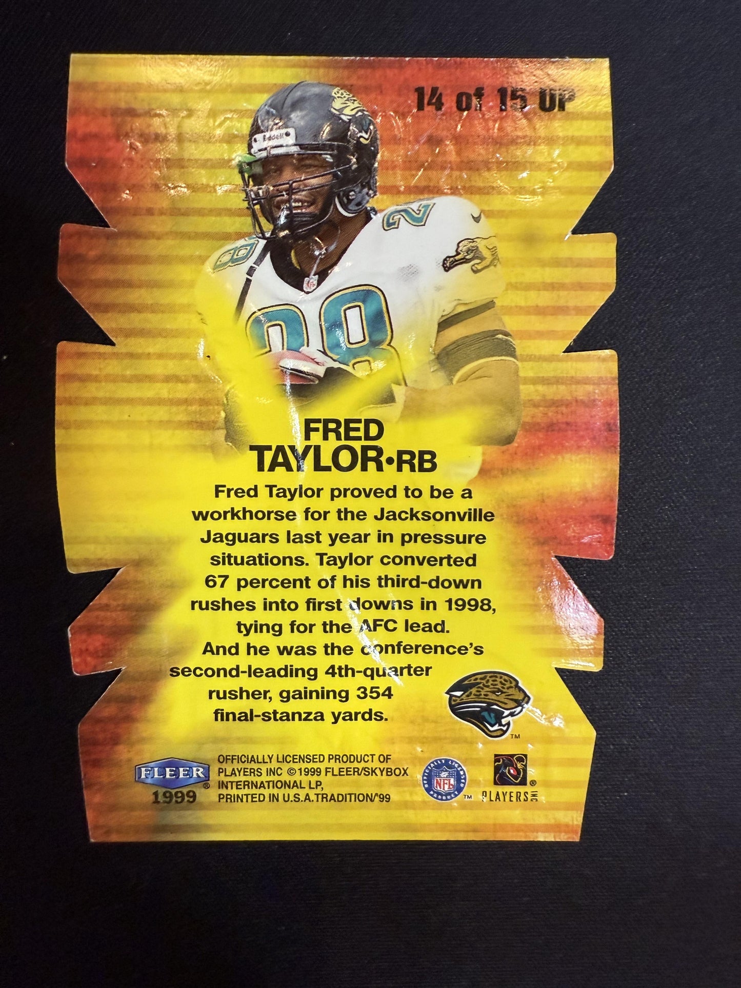 #14 UP Fred Taylor 1999 Fleer Tradition Jacksonville Jaguars Under Pressure