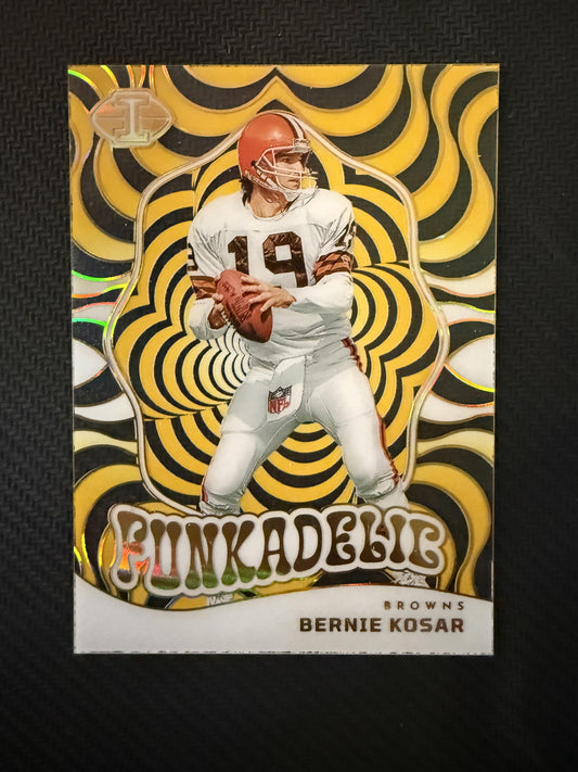 #1 Bernie Kosar 2023 Panini Illusions SN #/25 Cleveland Browns Funkadelic Gold