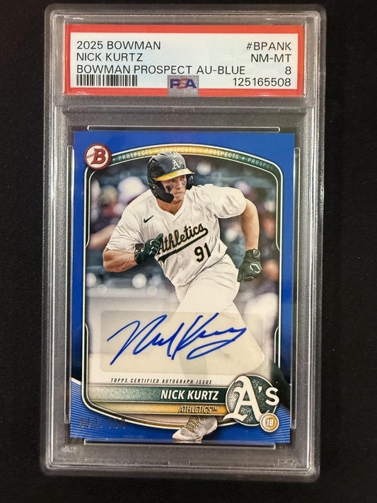 #BPA-NK Nick Kurtz 2025 Bowman SN,AU Auto #/150 Athletics Prospects Auto Blue