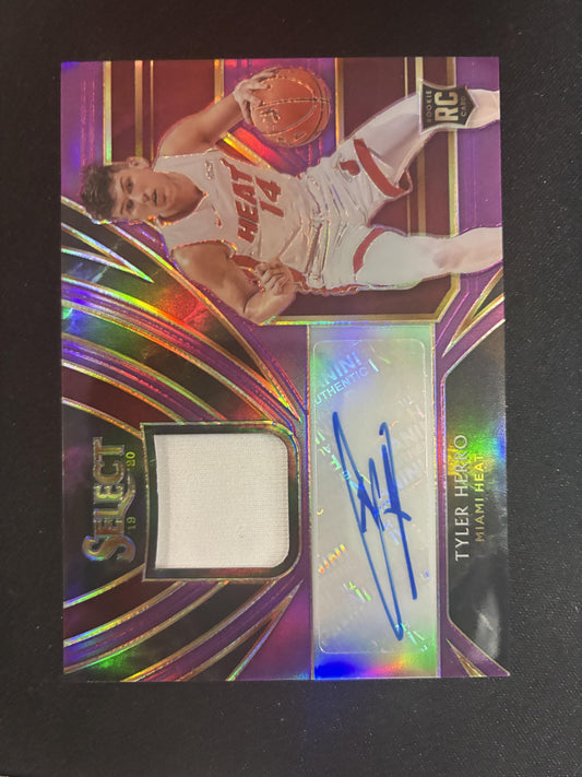 #RJA-THR Tyler Herro 2019-20 Panini Select /99 Heat Rookie Jersey Auto Purple