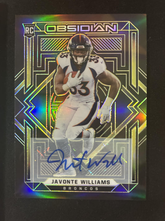#125 Javonte Williams 2021 Panini Obsidian /25 Broncos Rookie Autos Yellow