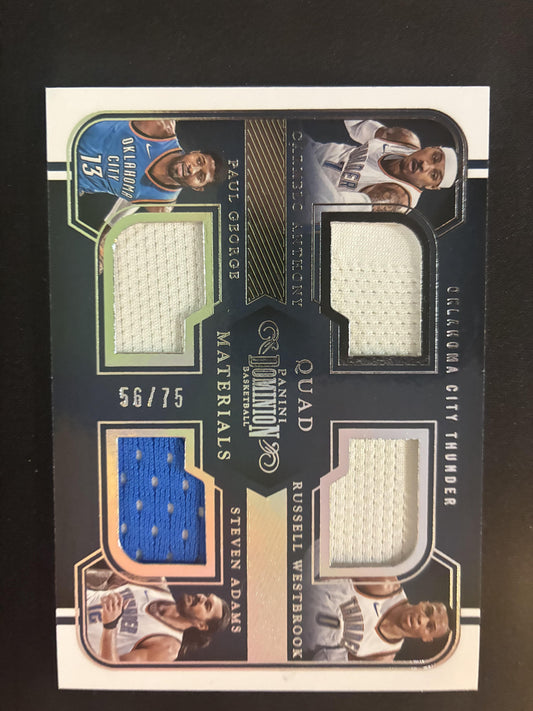 #21 ANTHONY/WESTBROOK/GEORGE/ADAMS 2017 PANINI DOMINION QUAD MATERIALS