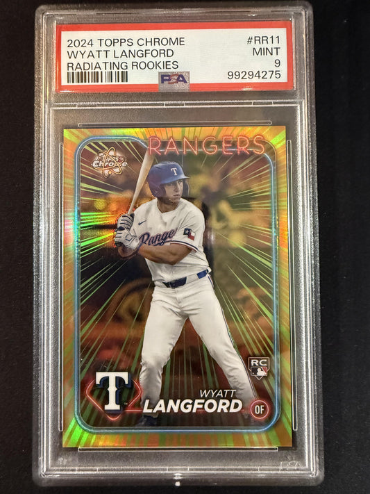 #RR-11 Wyatt Langford 2024 Topps Chrome Texas Rangers Radiating Rookies