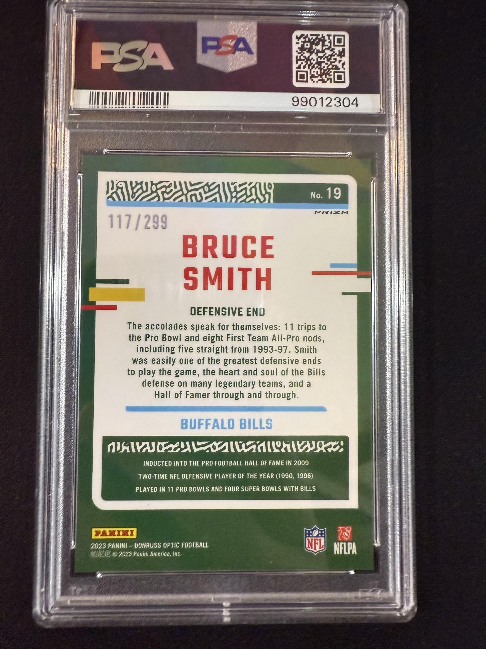 #19 Bruce Smith 2023 Donruss Optic SN #/299 Buffalo Bills sports Aqua