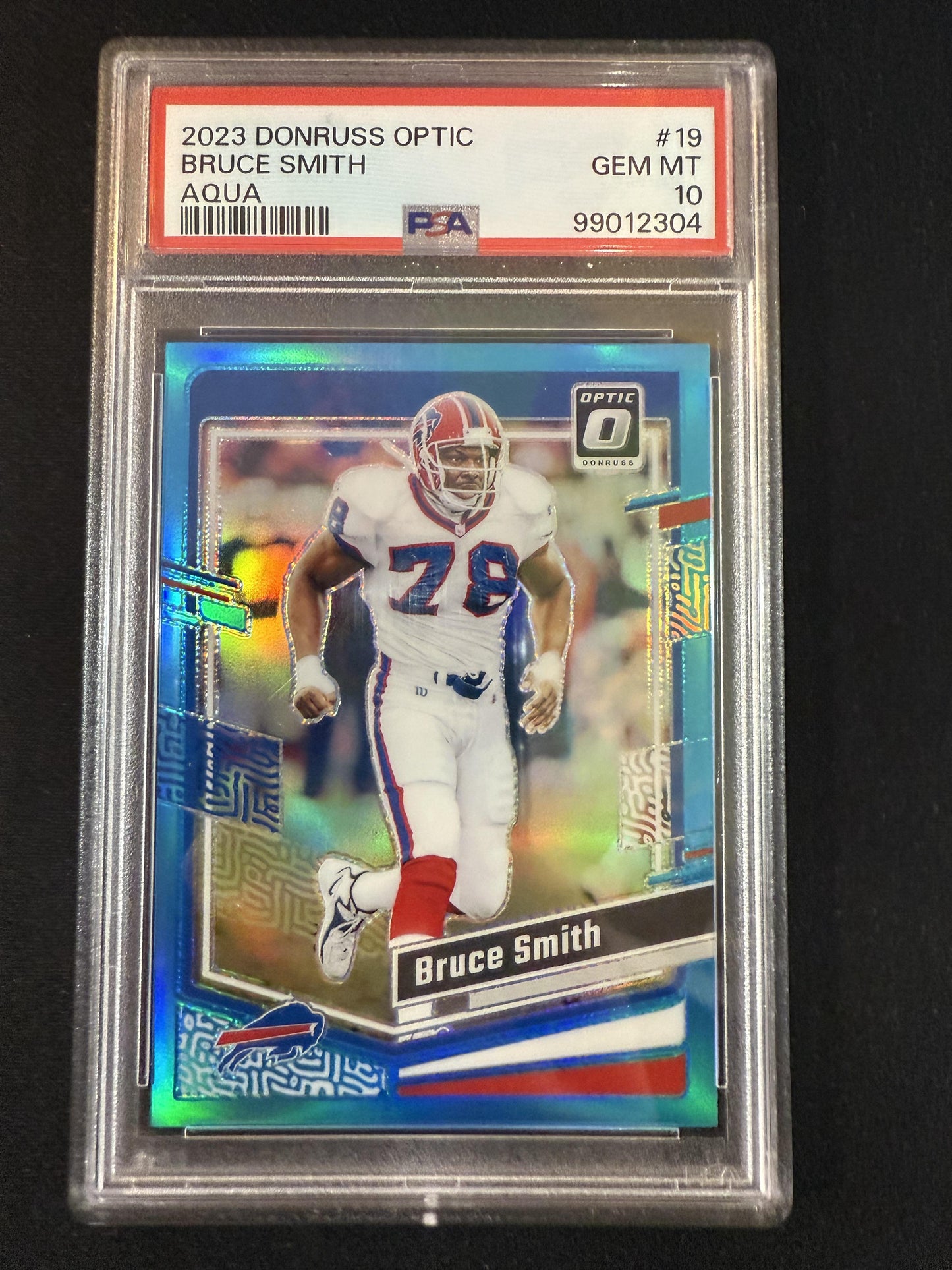 #19 Bruce Smith 2023 Donruss Optic SN #/299 Buffalo Bills sports Aqua
