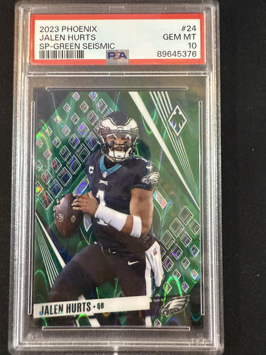 #24b Jalen Hurts 2023 Panini Phoenix SN #/25 Philadelphia Eagles Green Seismic