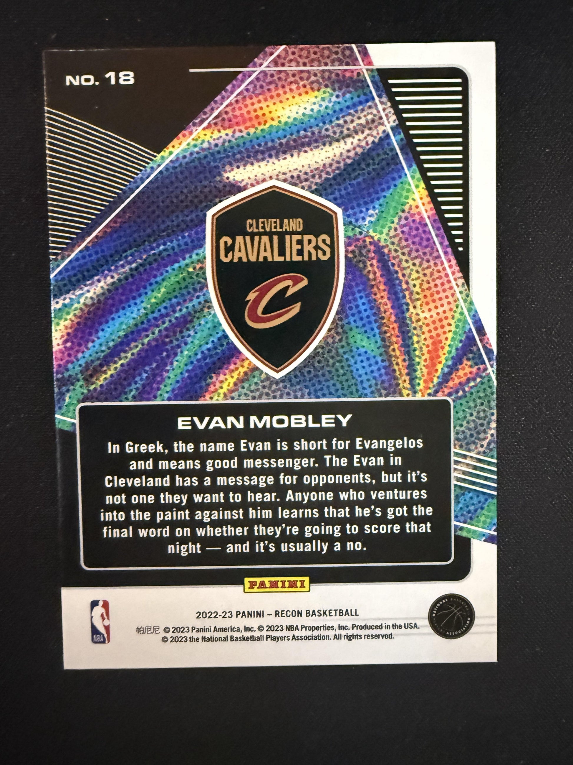 #18 Evan Mobley 2022-23 Panini Recon SN #/10 Cavaliers Future Legends Gold