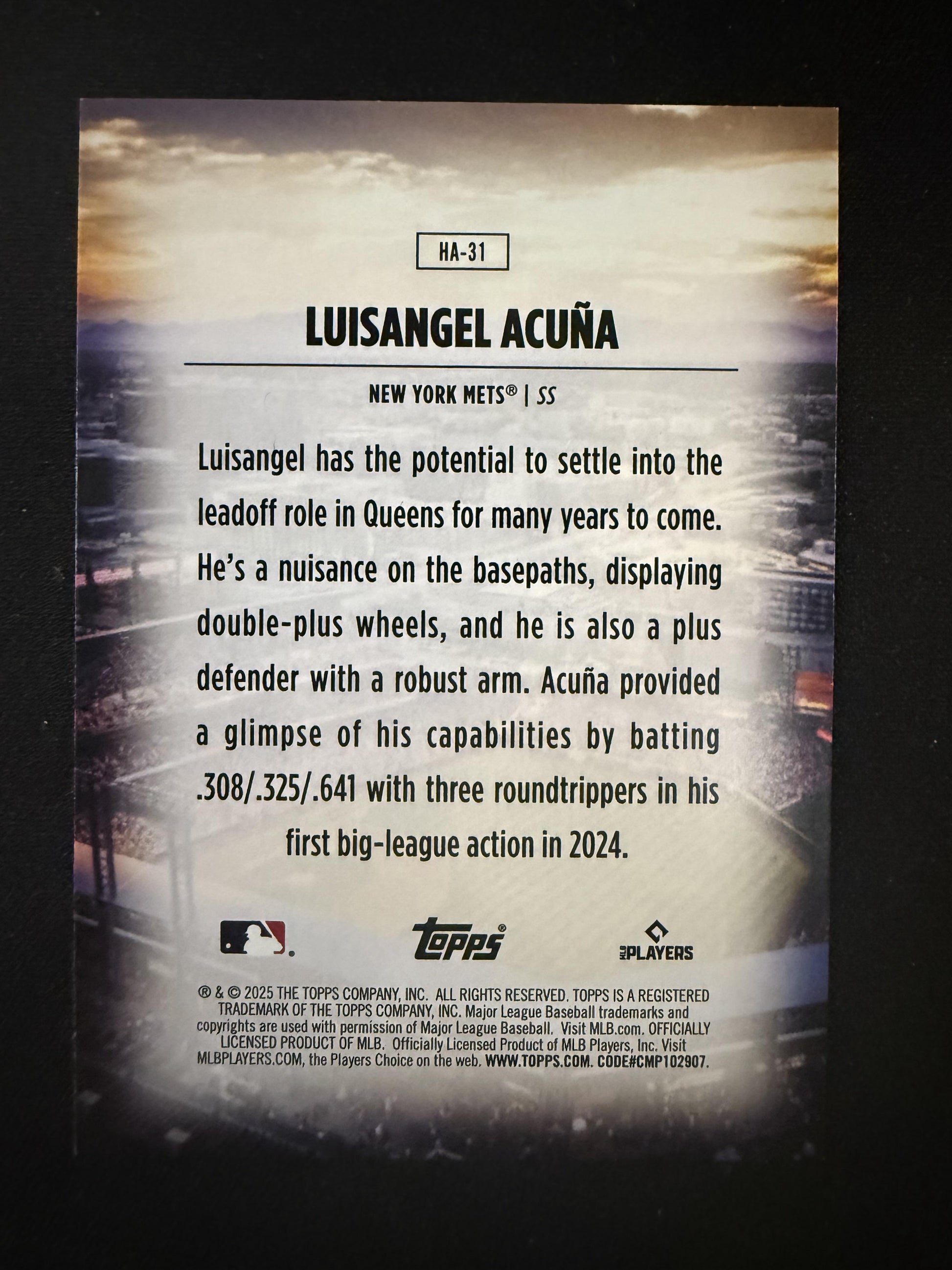 #HA-31 Luisangel Acuña 2025 Topps New York Mets sports Home Field Advantage