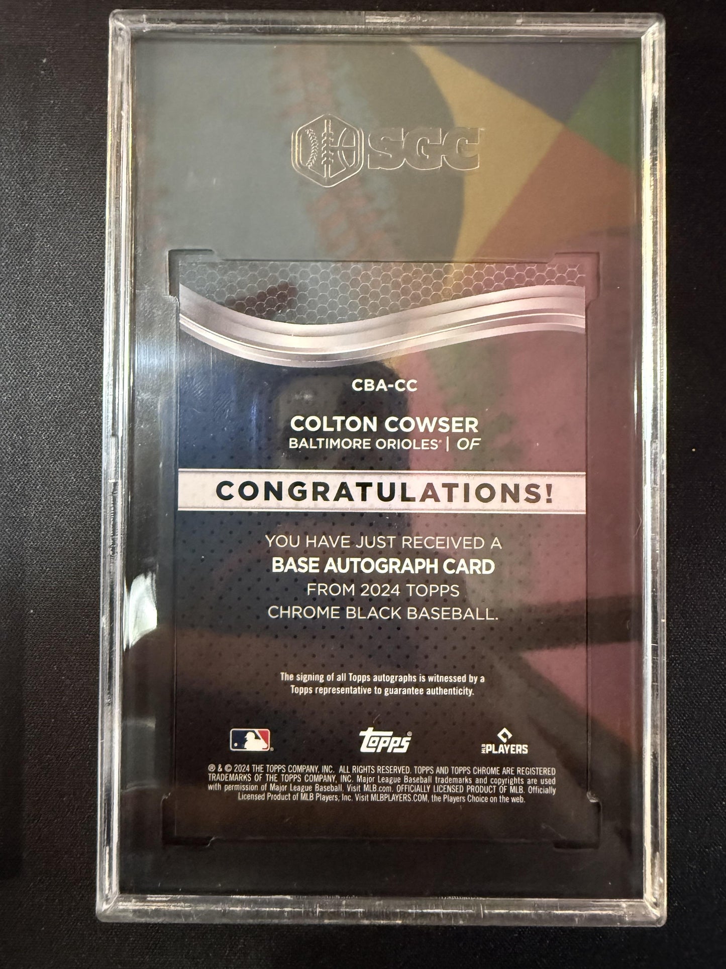 #CBA-CC Colton Cowser 2024 Topps Chrome Black AU Auto Orioles Chrome Black
