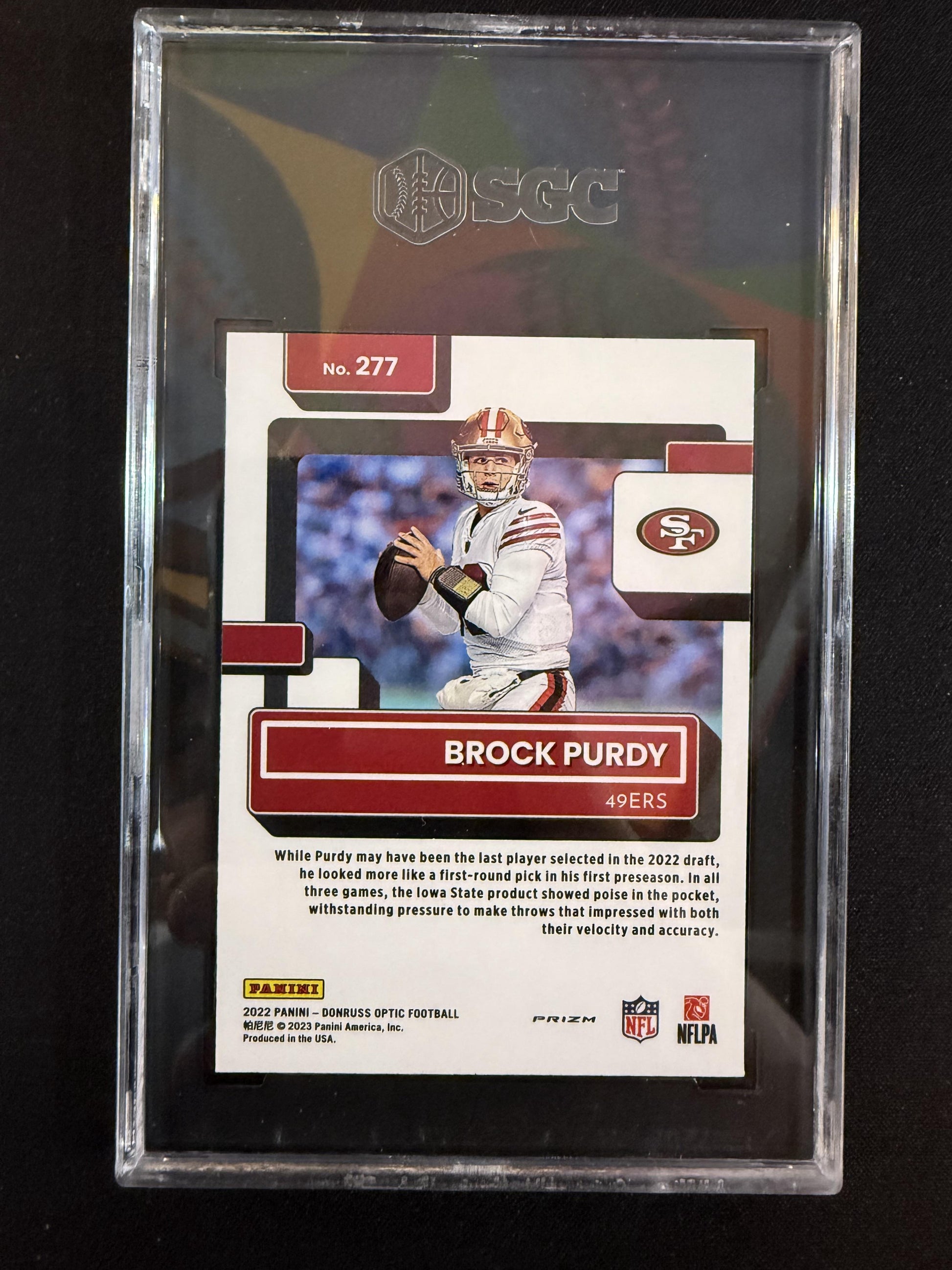 #277 Brock Purdy 2022 Donruss Optic RC Rookie San Francisco 49ers Red Hyper