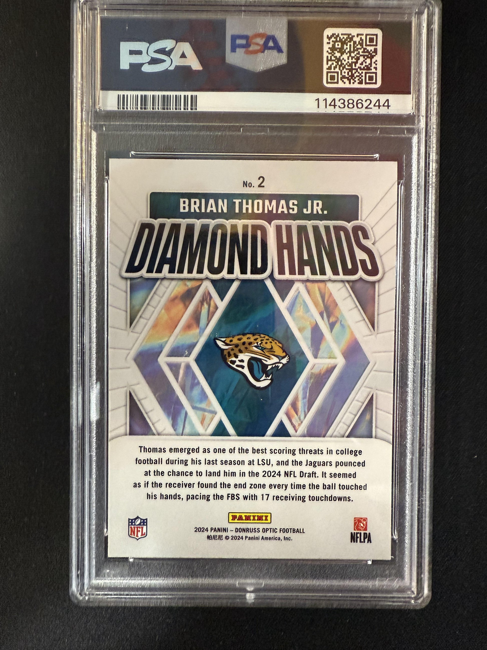 #2 Brian Thomas Jr. 2024 Donruss Optic Jacksonville Jaguars sports Diamond Hands