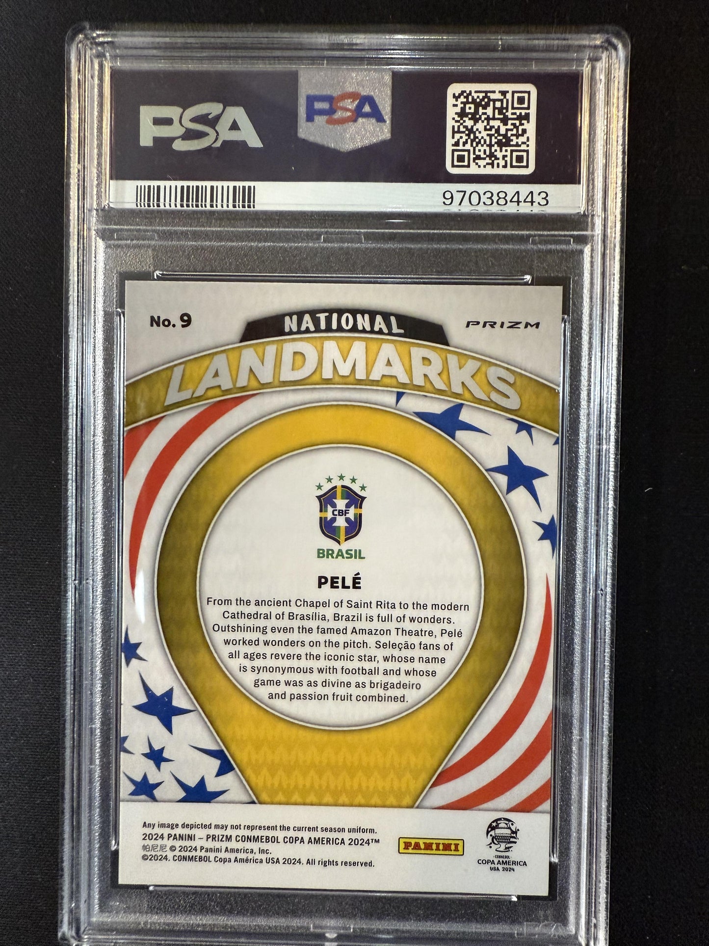 #9 Pelé 2024 Panini Prizm CONMEBOL Copa America Brazil National Landmarks