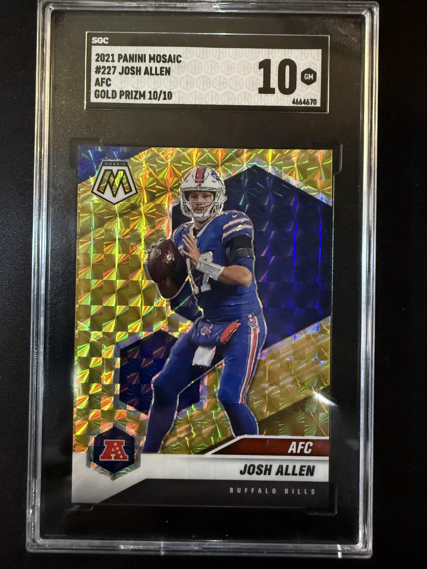 #227 Josh Allen 2021 Panini Mosaic SN #/10 Buffalo Bills sports Prizm Gold