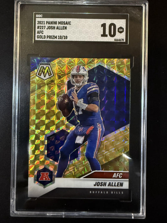 #227 Josh Allen 2021 Panini Mosaic SN #/10 Buffalo Bills sports Prizm Gold