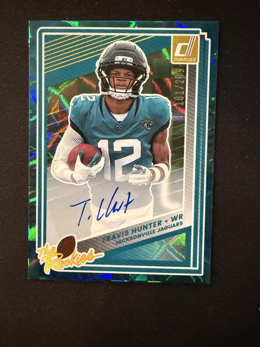 #3 TRAVIS HUNTER 2025 PANINI DONRUSS THE ROOKIES AUTO /199