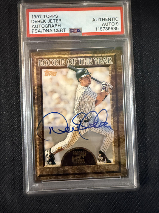 #NNO Derek Jeter 1997 Topps AU Auto Yankees Derek Jeter Rookie of the Year
