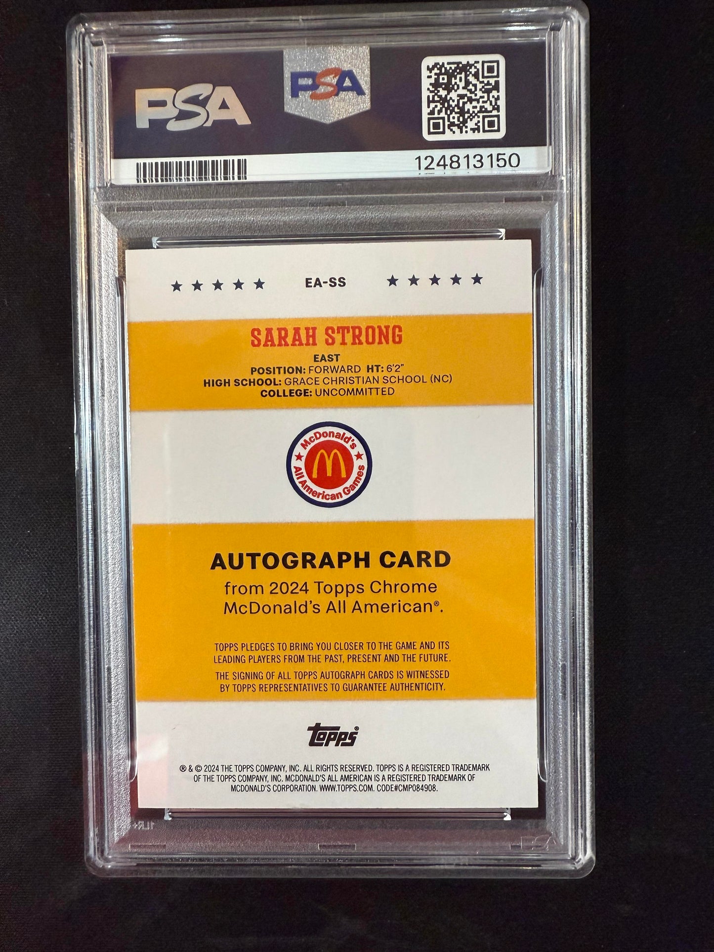 #EA-SS Sarah Strong 2024 Topps Chrome McDonald's Auto Event Autograph