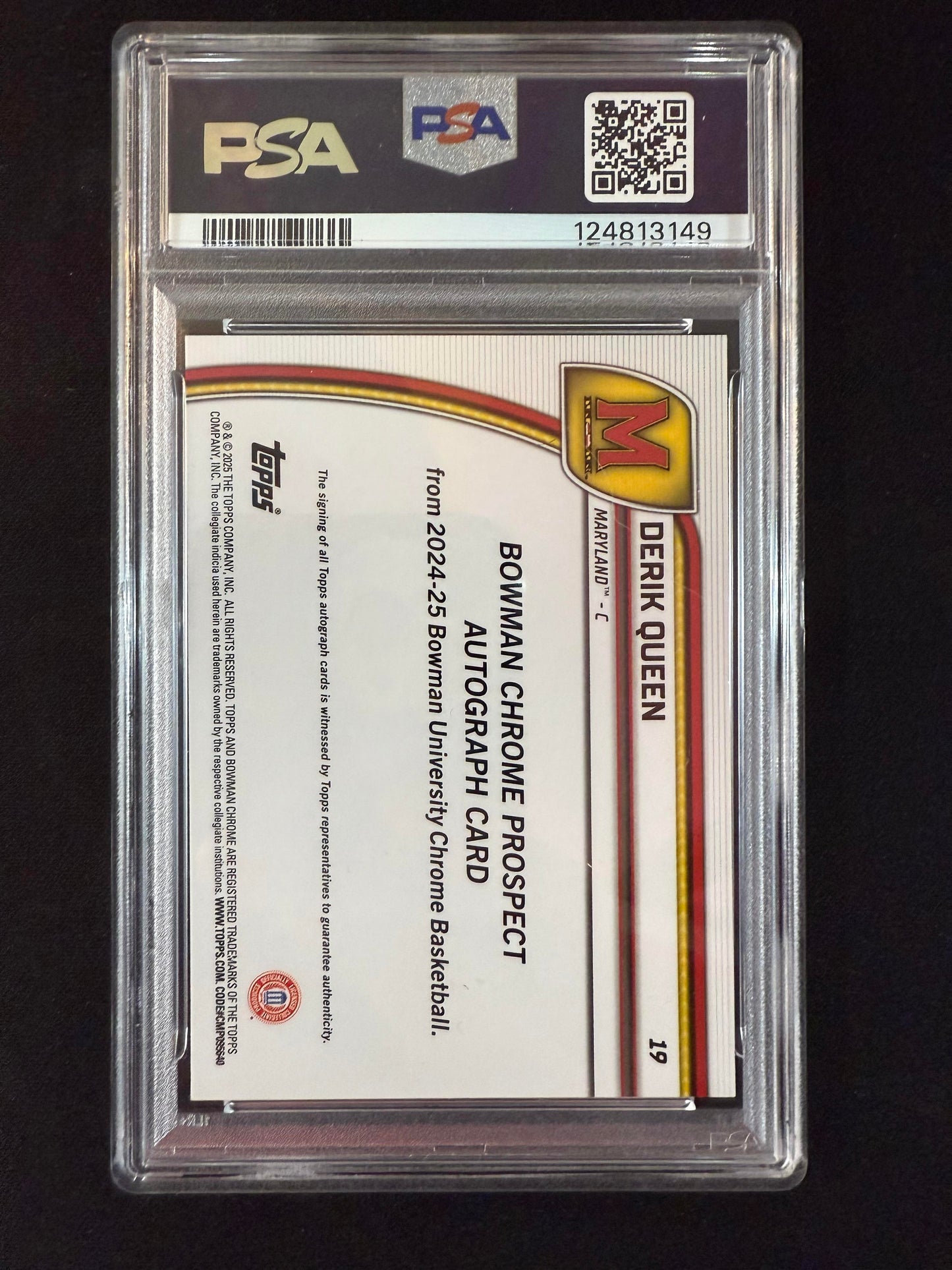 #19 Derik Queen 2024-25 Bowman University Chrome Autographs Green Wave Refractor