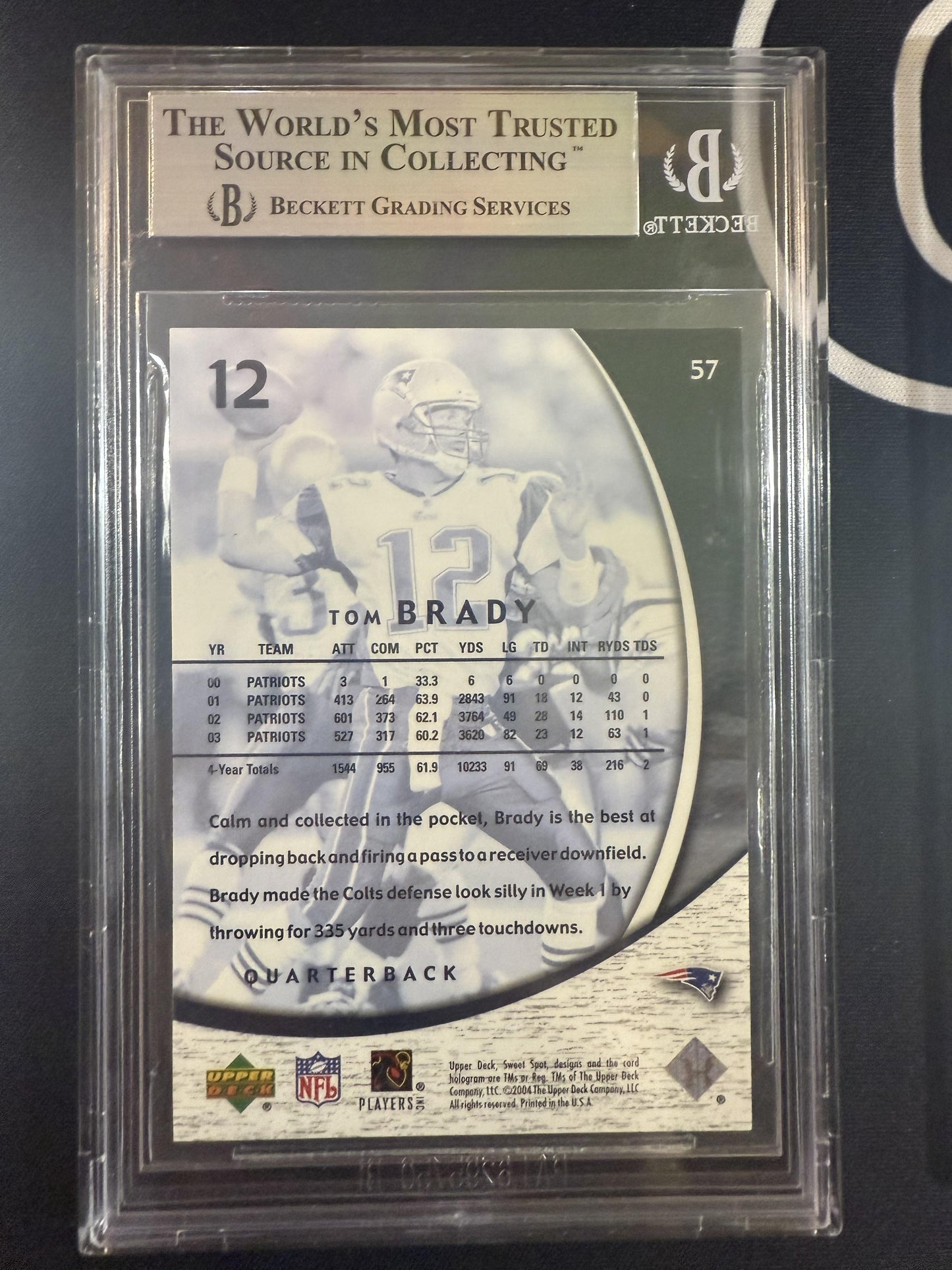 #57 Tom Brady 2004 Upper Deck Sweet Spot New England Patriots sports