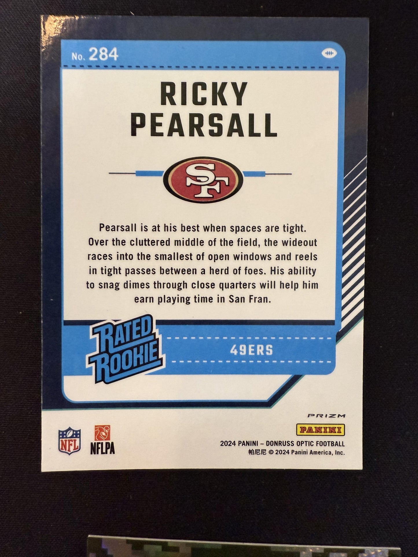 #284 Ricky Pearsall 2024 Donruss Optic San Francisco 49ers sports Fire