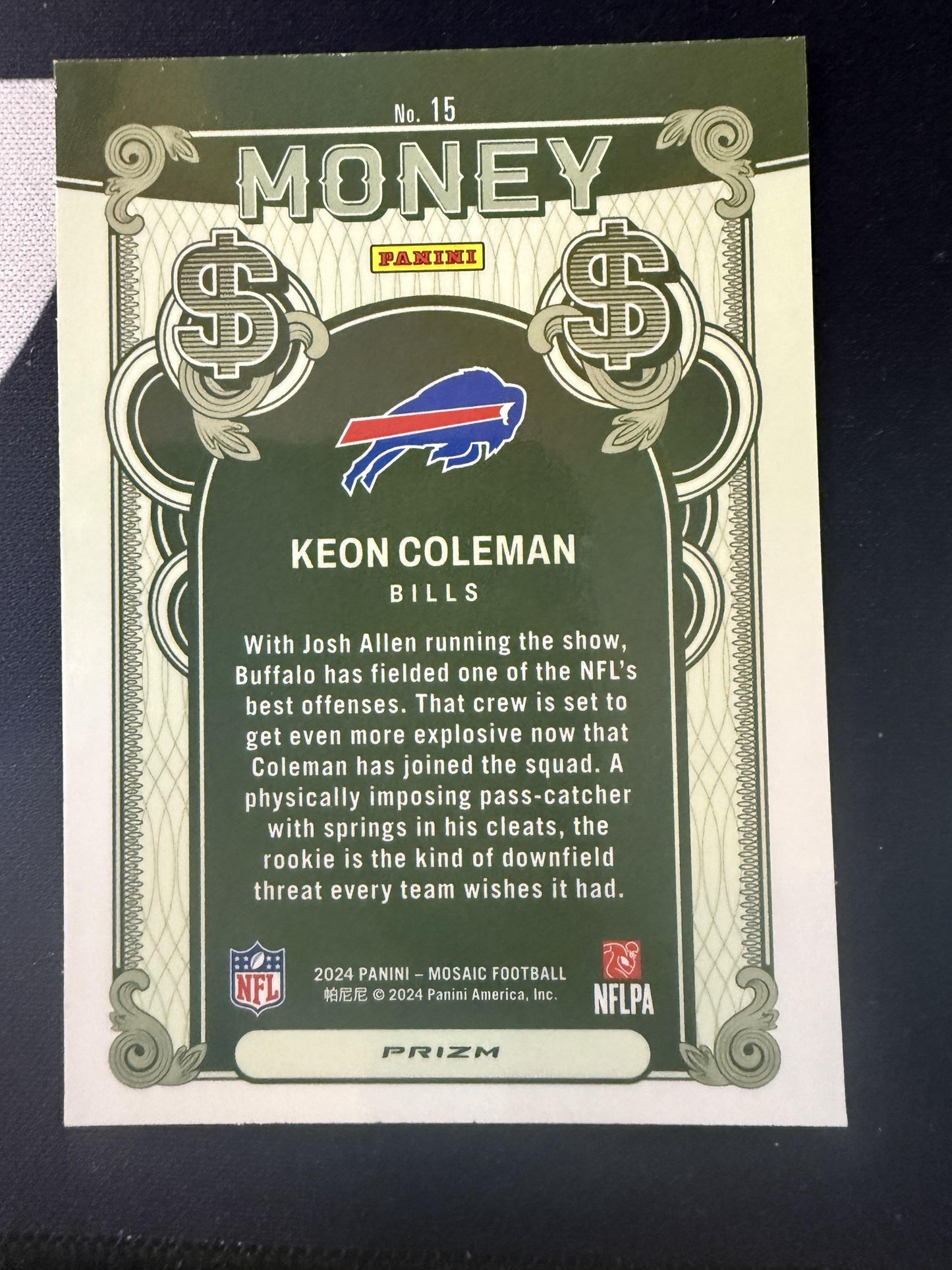 2024 Panini Mosaic #15 Keon Coleman Money