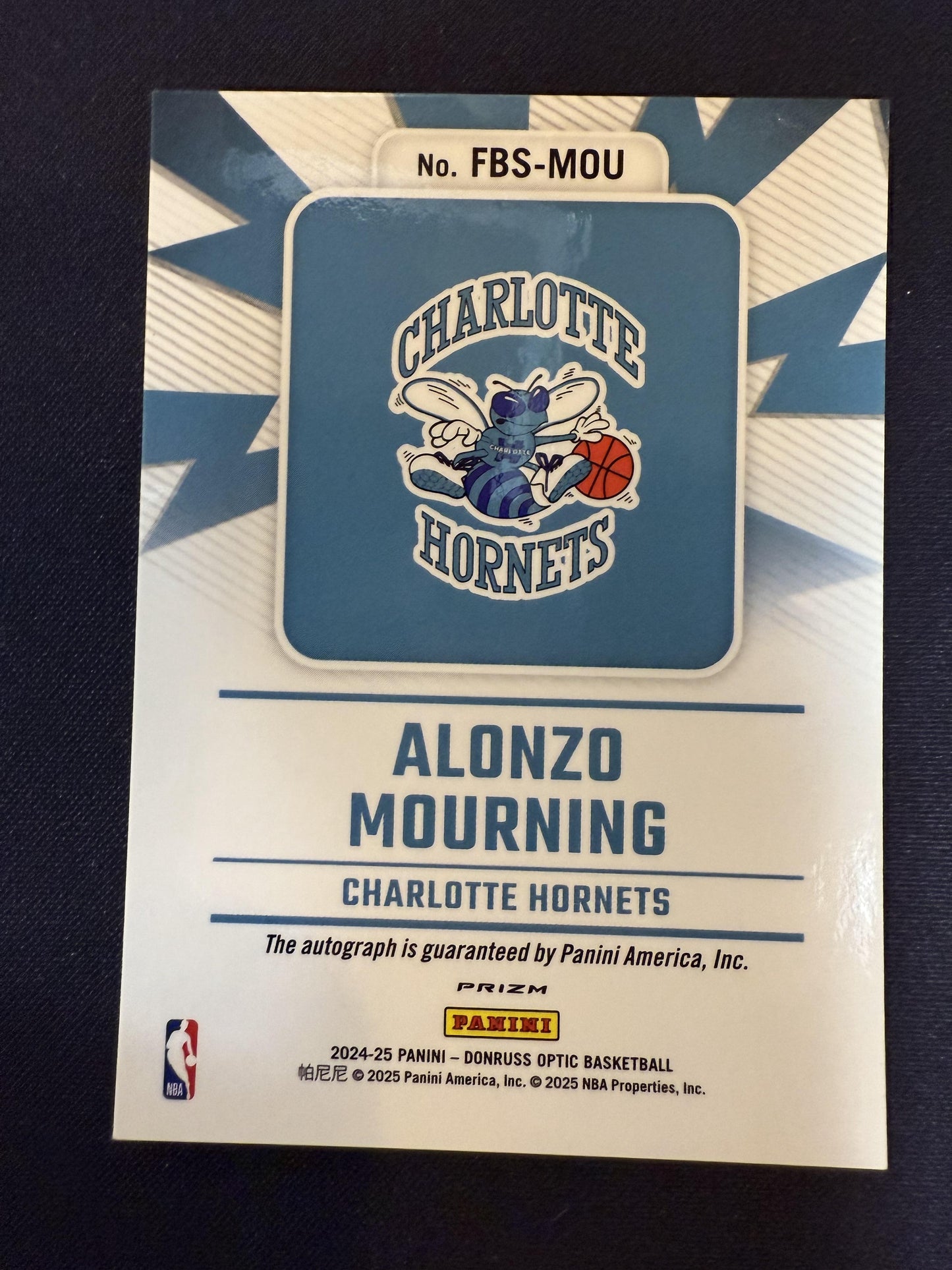 #FBS-MOU ALONZO MOURNING 2024 PANINI OPTIC FAST BREAK SIGNATURES