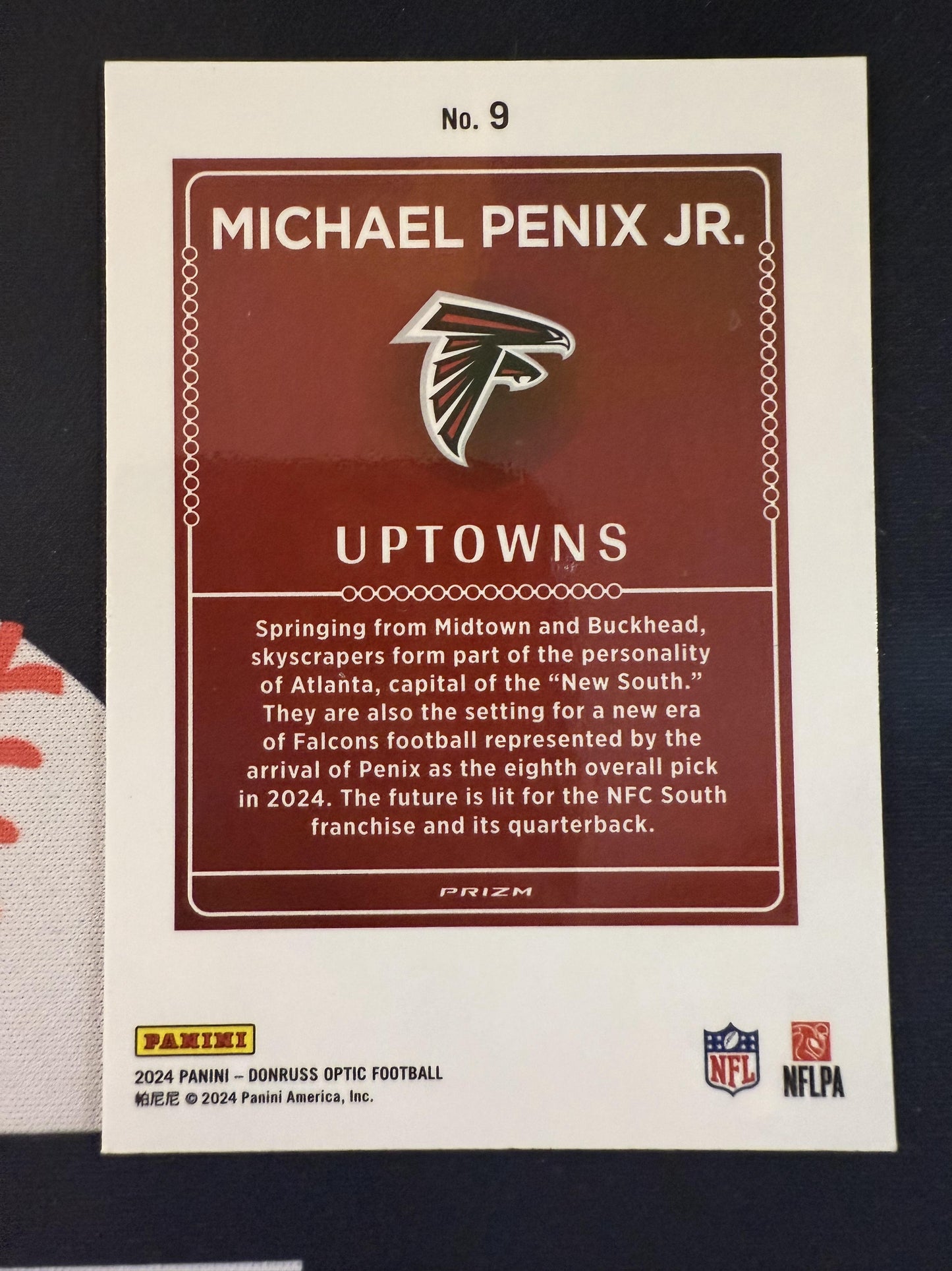 #9 Michael Penix Jr. 2024 Donruss Optic Atlanta Falcons sports Uptowns