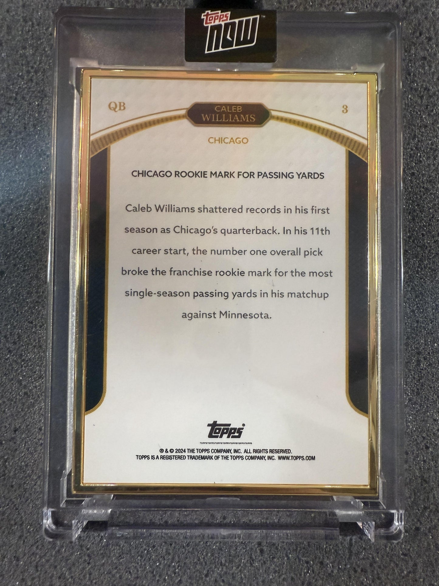 2024 TOPPS NOW ROOKIE CAMPAIGN CALEB WILLIAMS CRACKED ICE /15 #3