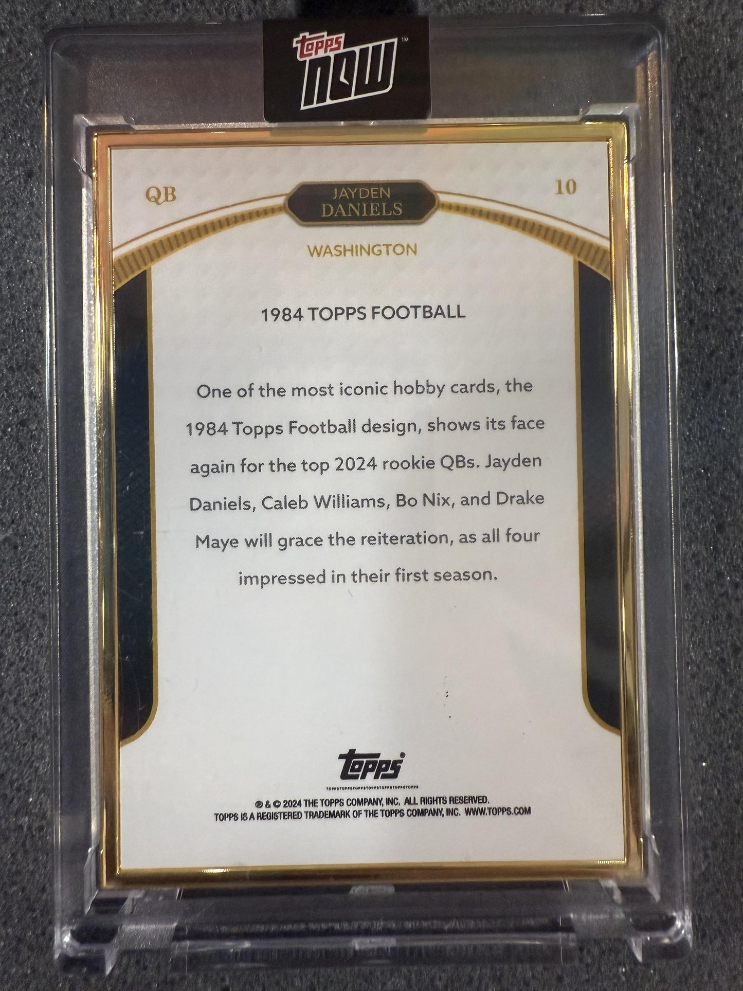 #10 JAYDEN DANIELS 2024 TOPPS NOW GREEN /99 COMMANDERS ROOKIE CAMPAIGN