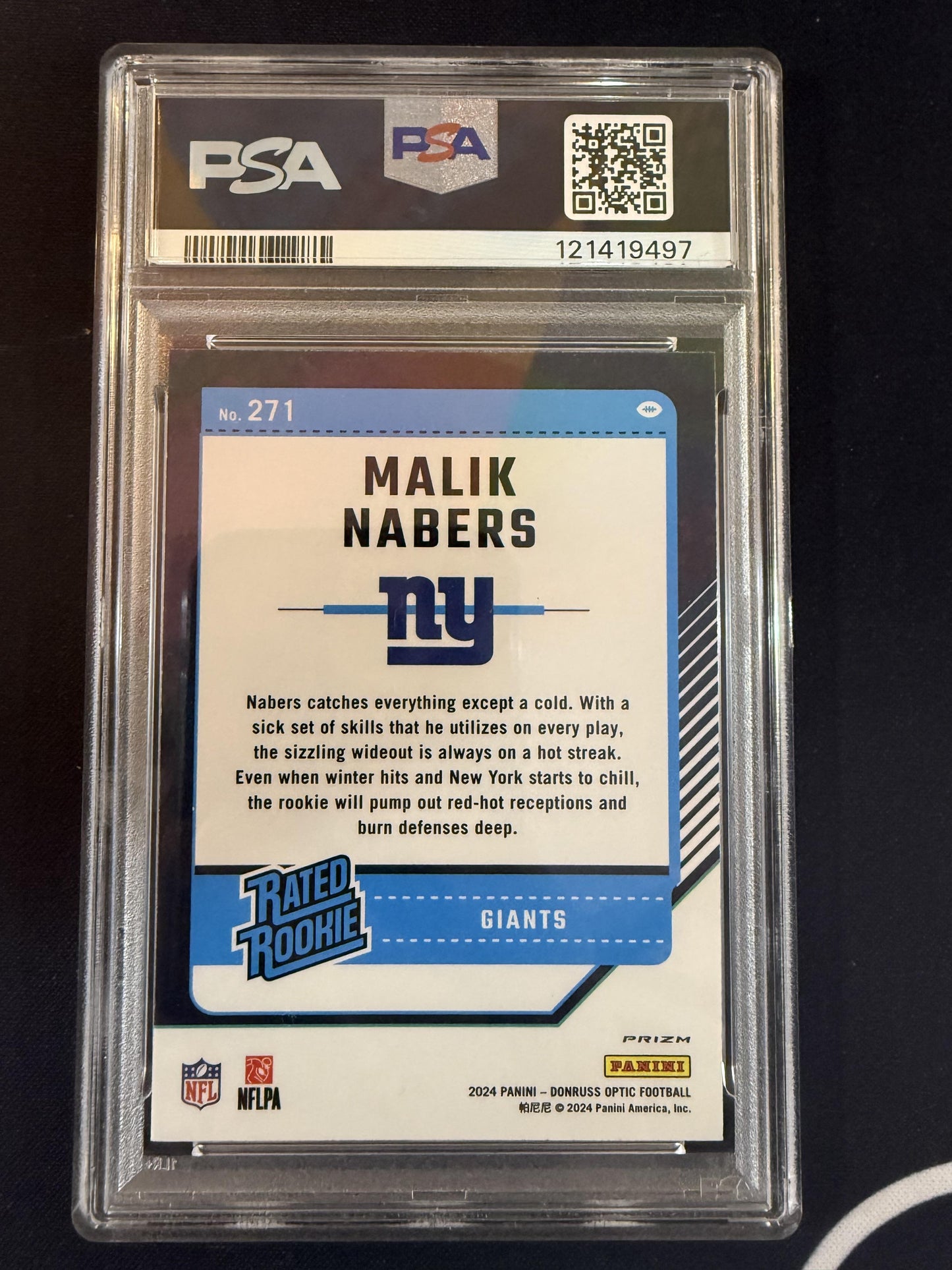 #271 Malik Nabers 2024 Donruss Optic New York Giants sports Stars