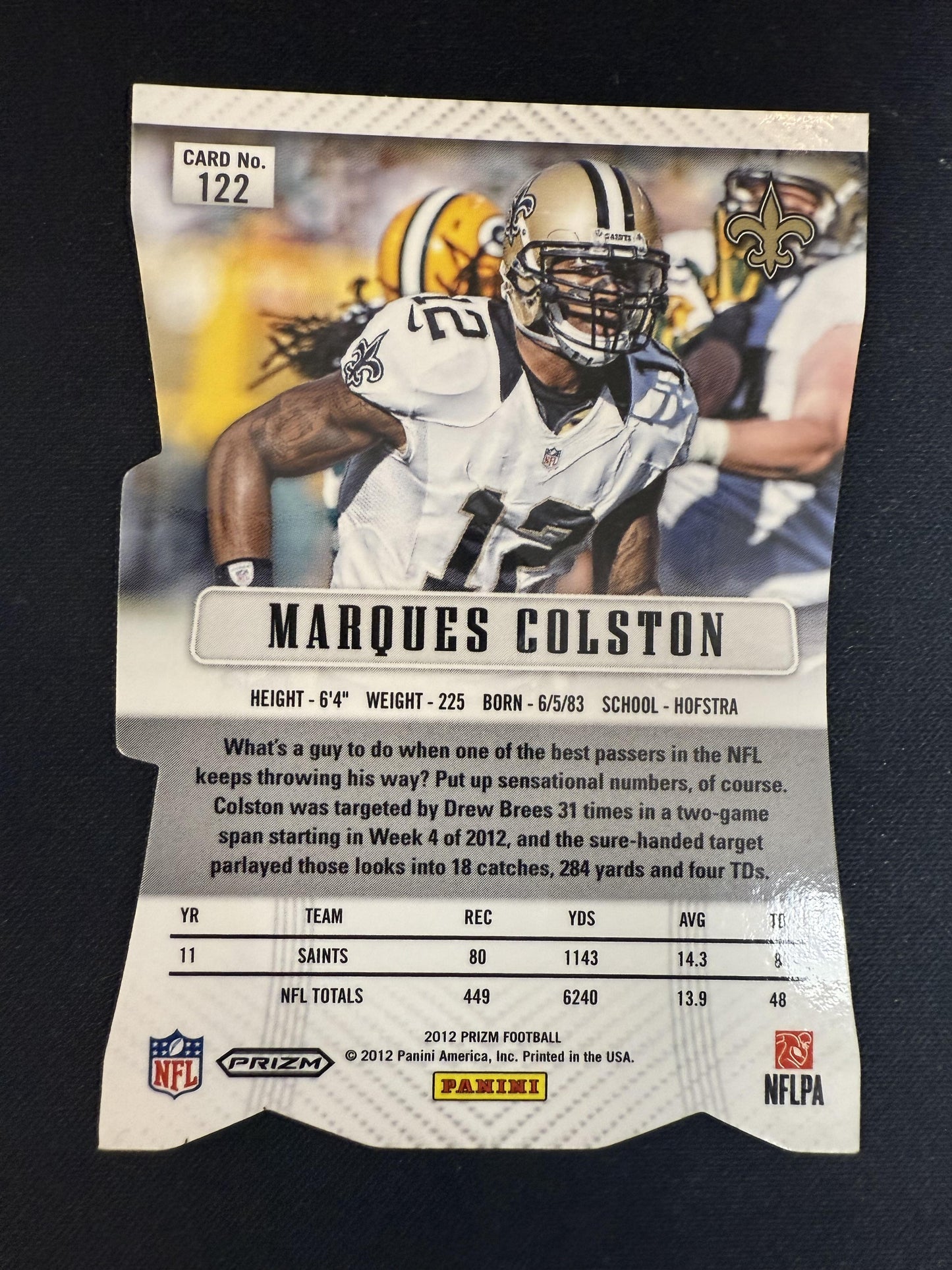 #122 Marques Colston 2012 Panini Prizm New Orleans Saints sports Prizms Red