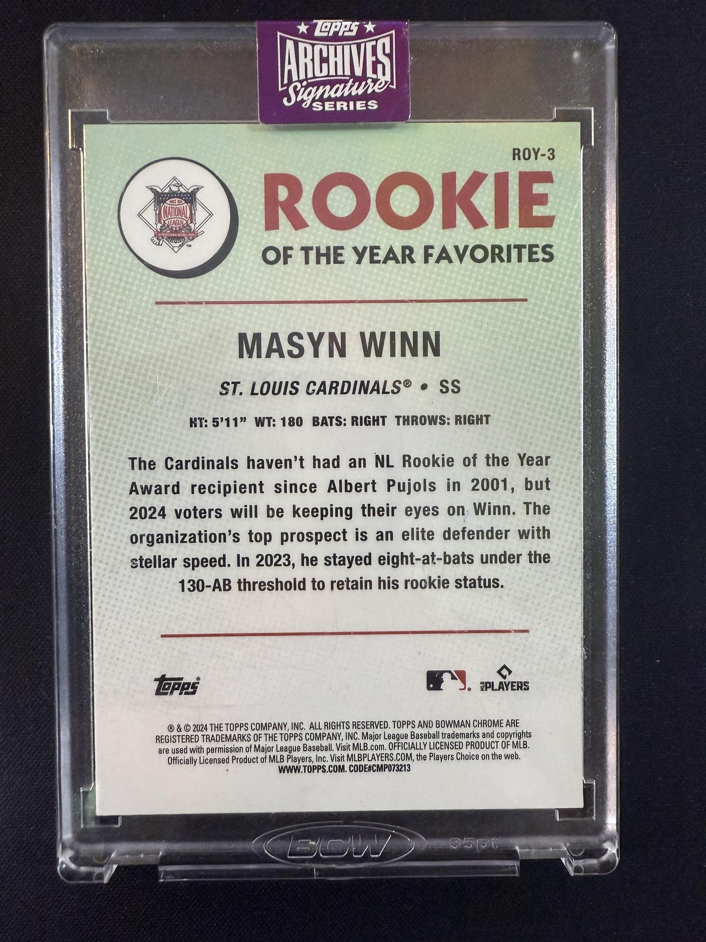 #ROY-3 MASYN WINN 2025 TOPPS ARCHIVES ST LOUIS CARDINALS sports AUTOGRAPH /50