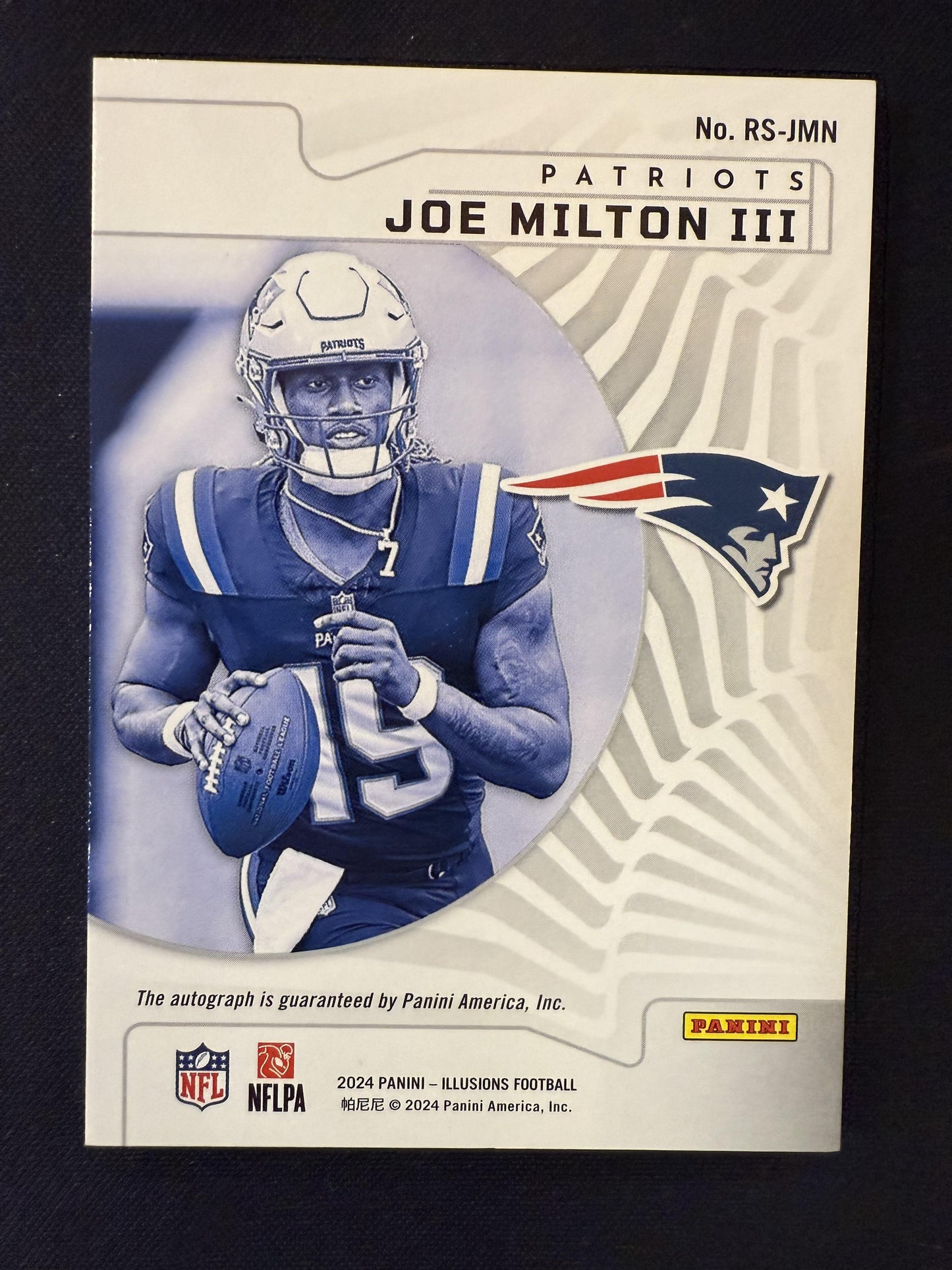 #RS-JMN Joe Milton III 2024 Panini Illusions Auto #/189 Patriots Rookie Signs