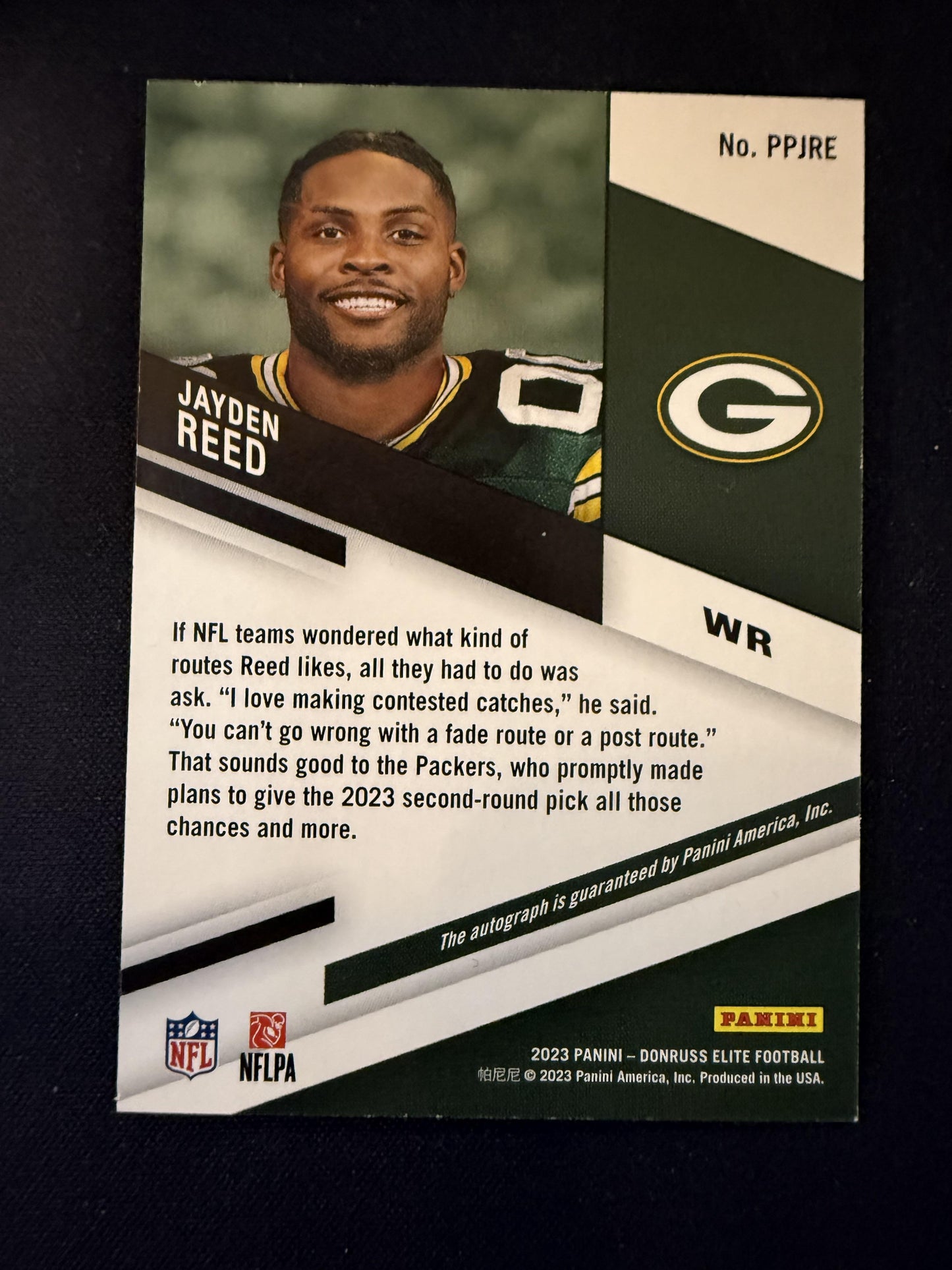 #PPJRE Jayden Reed 2023 Donruss Elite AU Auto Green Bay Packers sports Pen Pals