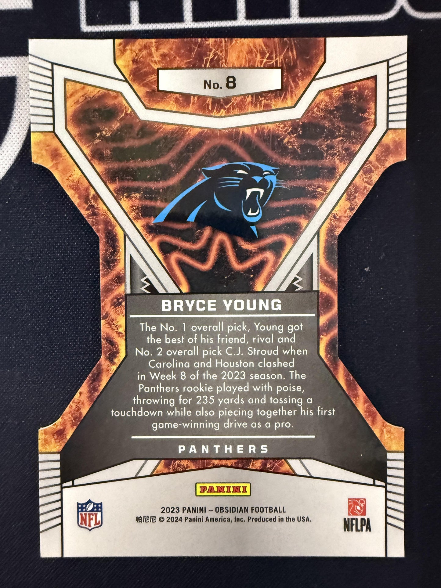 #8 Bryce Young 2023 Panini Obsidian Carolina Panthers sports Volcanix
