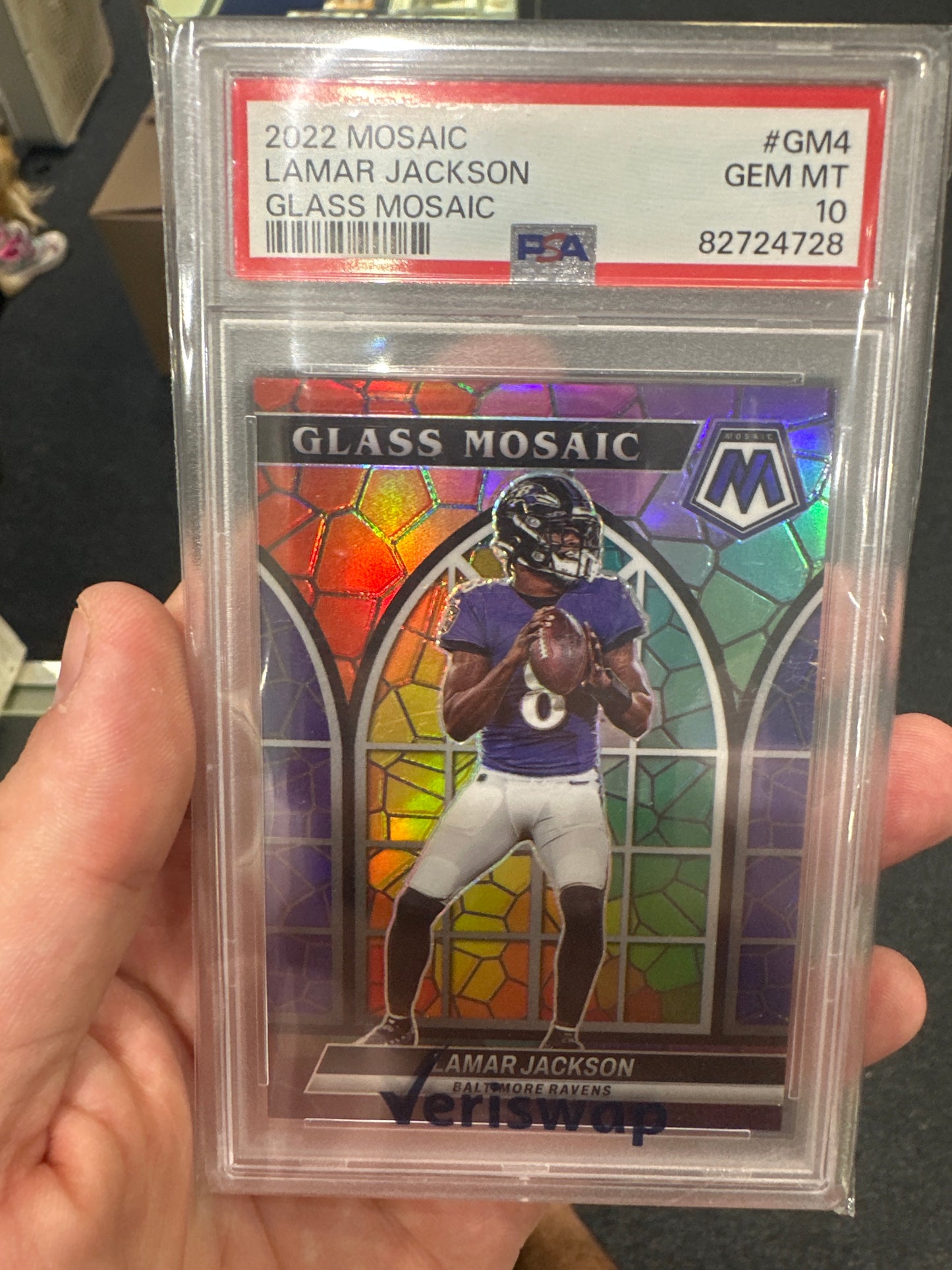 Lamar Jackson GM-4 2022 Mosaic Glass Mosaic PSA 10