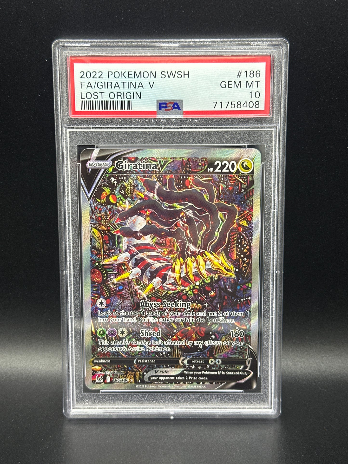 #186/196 Giratina V (Alternate Full Art) SWSH11: Lost Origin PSA 10