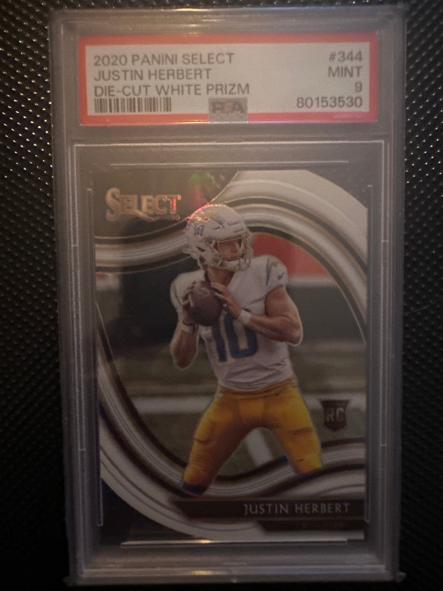 Justin Herbert 344 2020 Select Die-Cut White Field Level PSA 9