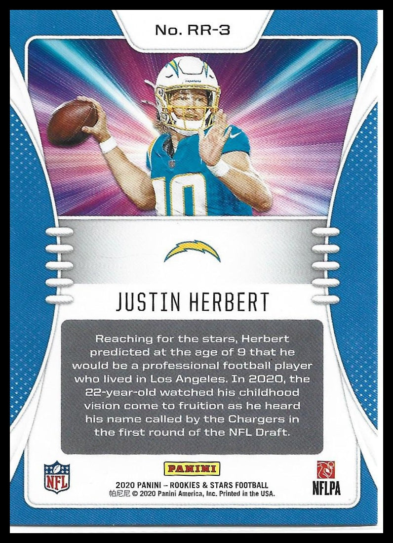 #RR-3 Justin Herbert 2020 Panini Rookies & Stars Chargers sports Rookie