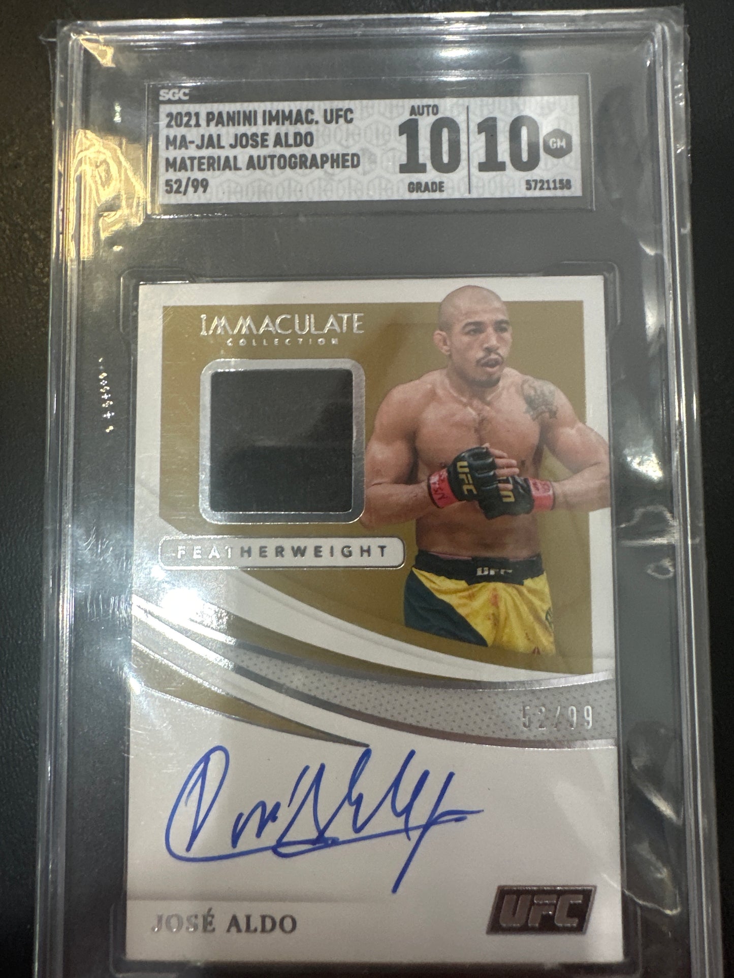Jose Aldo MA-JAL 2021 Immaculate Material Autograph 52/99 SCG 10